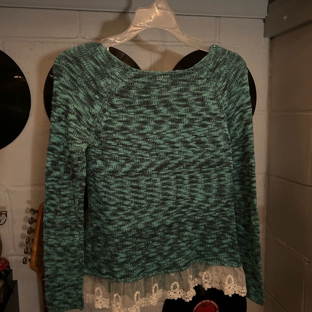 teal sweater